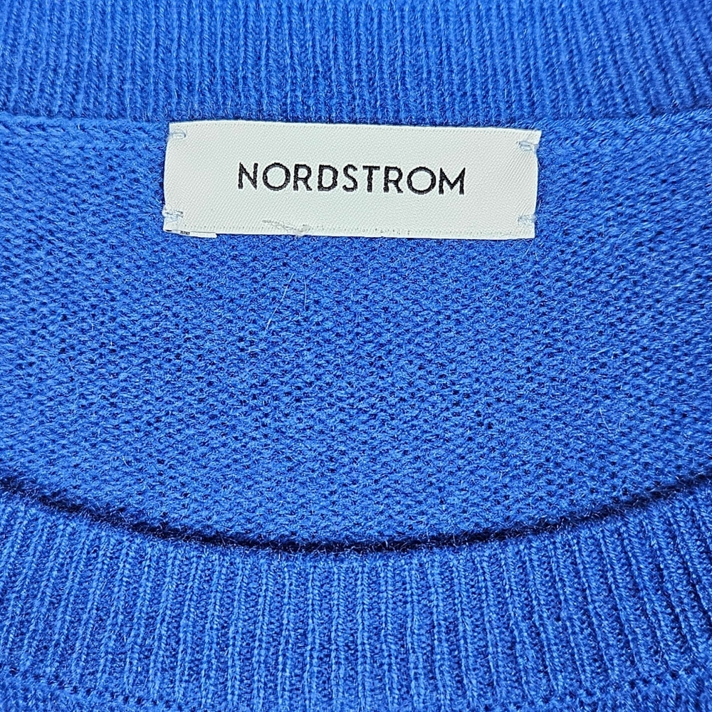 Nordstrom Cashmere Crew neck Sweater Cobalt Blue S/M Preppy Quiet Luxury - Picture 6 of 7